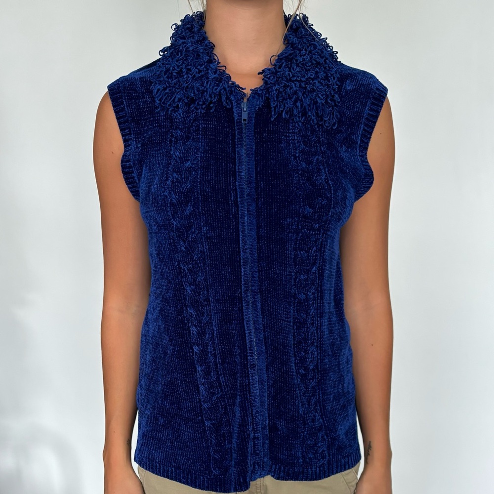 Navy blue zip up vest